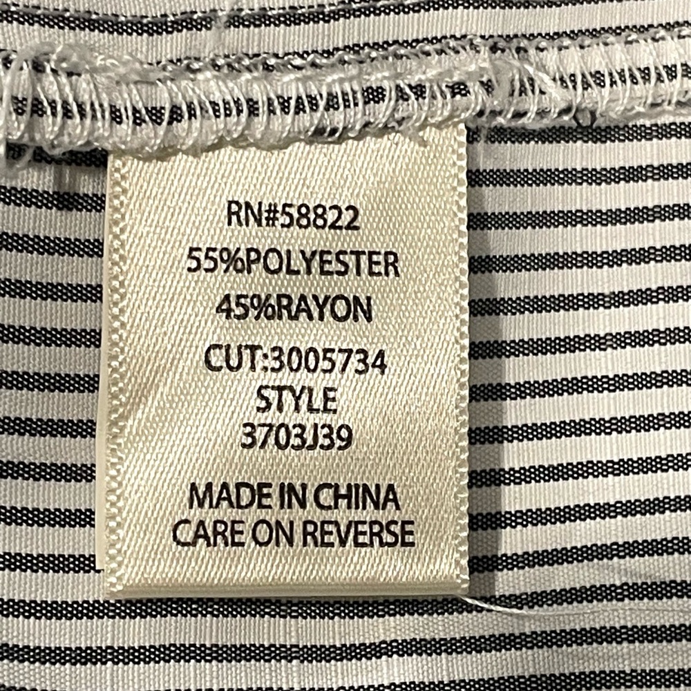 Max Studio NWT blouse, cuffed short sleeves, drk navy/white stripes, XL - Picture 9 of 10